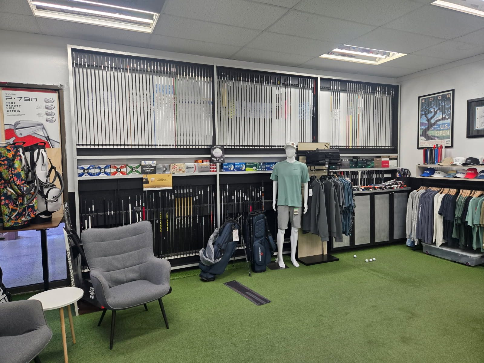 The shaft wall and pro shop floor at No Bogeys Laguna Niguel